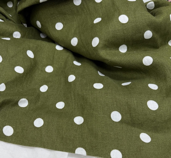 Polka Dots Print linen fabric by the yard