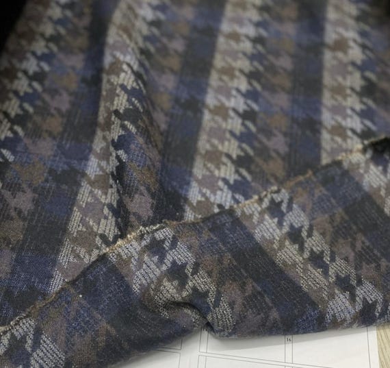 Houndstooth silk wool fabric by the yard