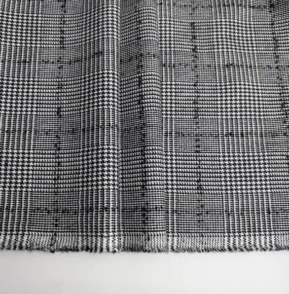 Plaid Worsted wool fabric by the yard