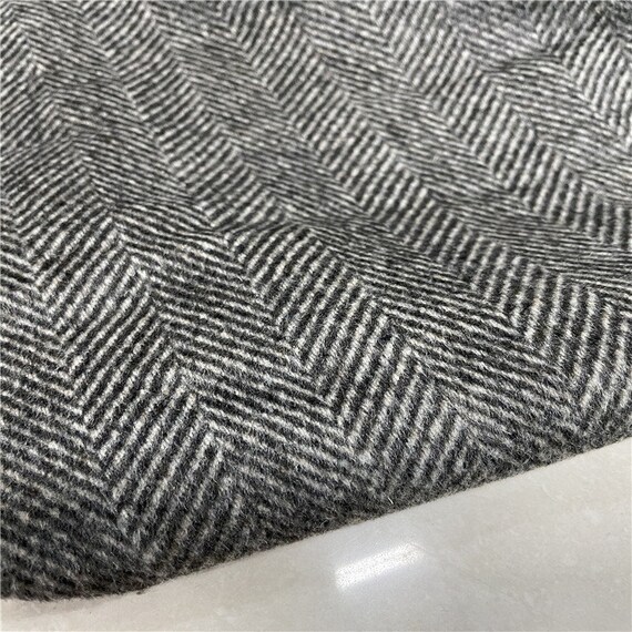 Herringbone Wool Fabric by the Yard Etsy