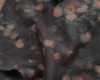 Print floral linen fabric by the yard