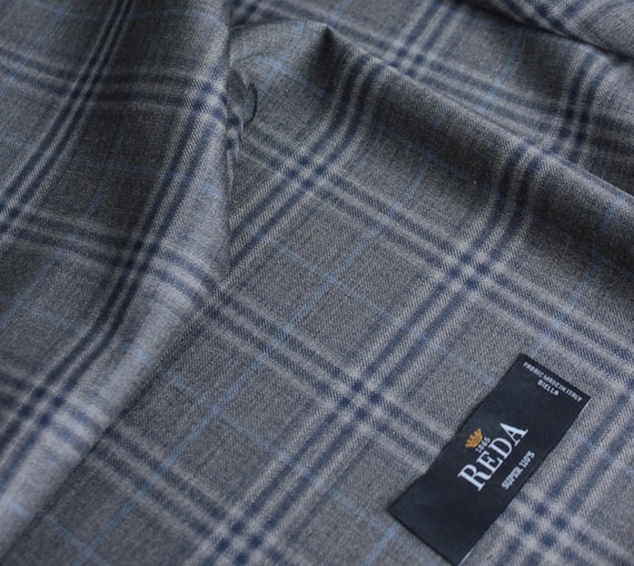 Italian Fabric Plaid Worsted Wool fabric by the yard for Suiting