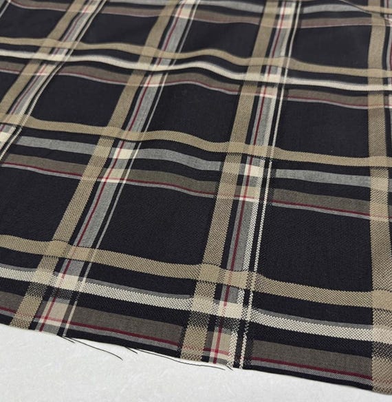 Plaid worsted wool fabric by the yard