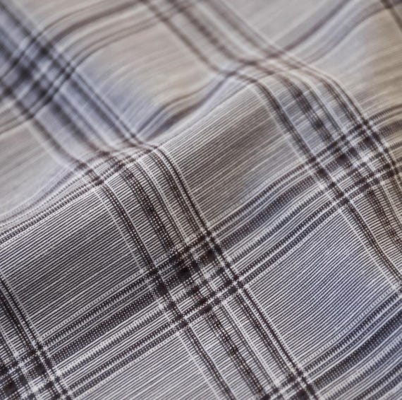 Plaid worsted wool linen cotton fabric by the yard