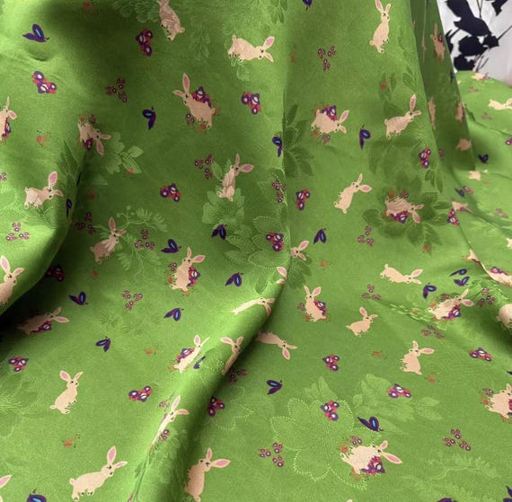 Jacquard Gambiered silk fabric by the yard