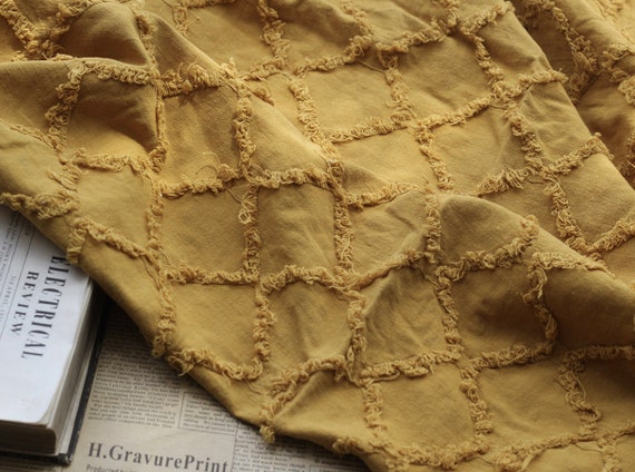 Jacquard linen cotton fabric by the yard