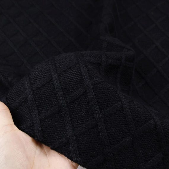 Rhombus Patterned Cable Jacquard Knit Wool fabric by the yard