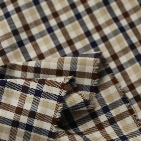 Plaid cotton fabric by the yard