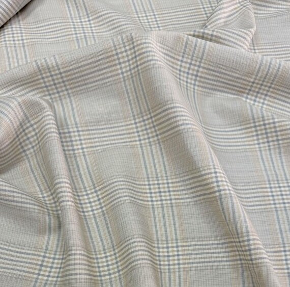 Plaid Worsted Wool Fabric by the yard