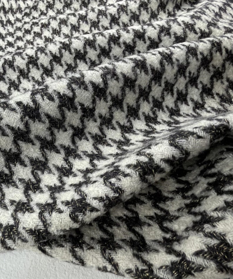 Houndstooth wool fabric by the yard | Etsy