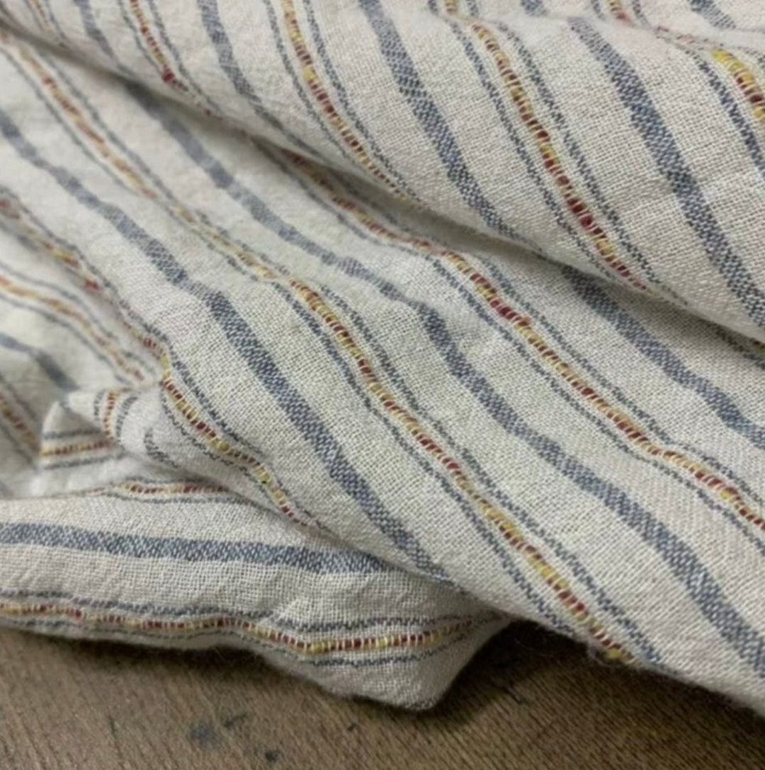 Striped Linen Cotton Fabric by the Yard - Etsy