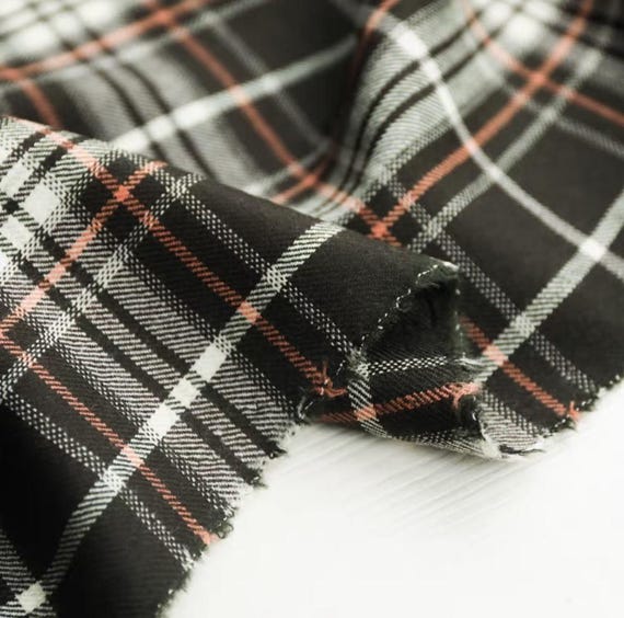 Plaid worsted wool fabric by the yard