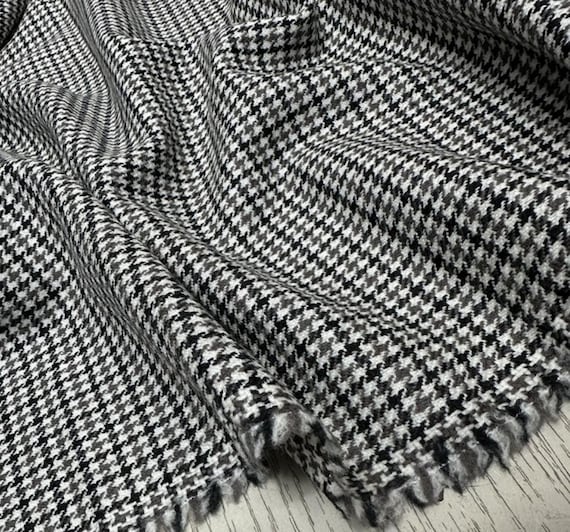 Houndstooth wool fabric by the yard