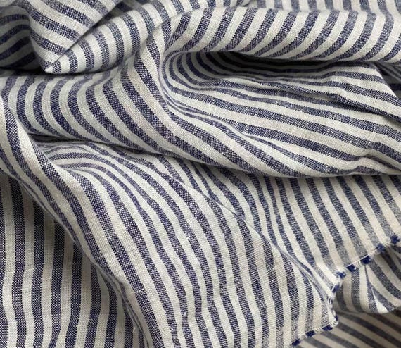 Extra Wide Yarn Dyed Striped linen fabric by the yard 280cm/110'' Wide - Apparel Bedding Curtains