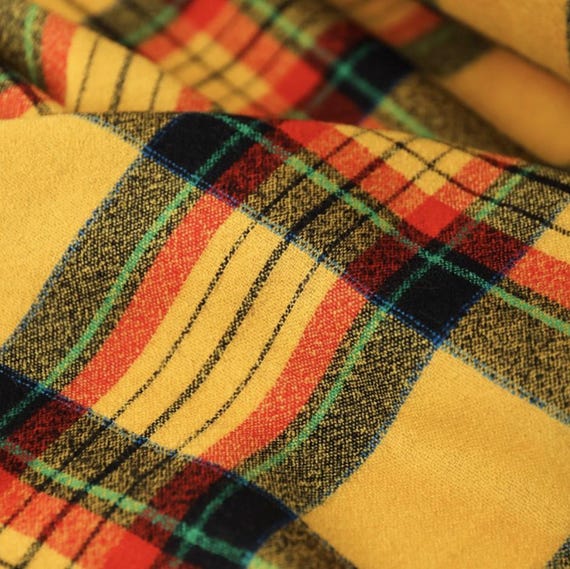 Plaid Crepe Worsted Wool fabric by the yard
