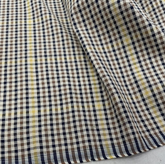 Plaid Linen fabric by the yard