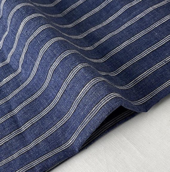 Striped linen fabric by the yard