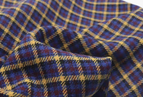 Plaid wool fabric by the yard