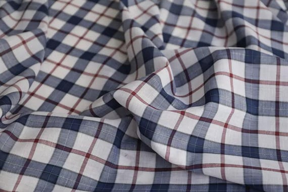 Light weight plaid wool fabric, woolen fabric by the yard