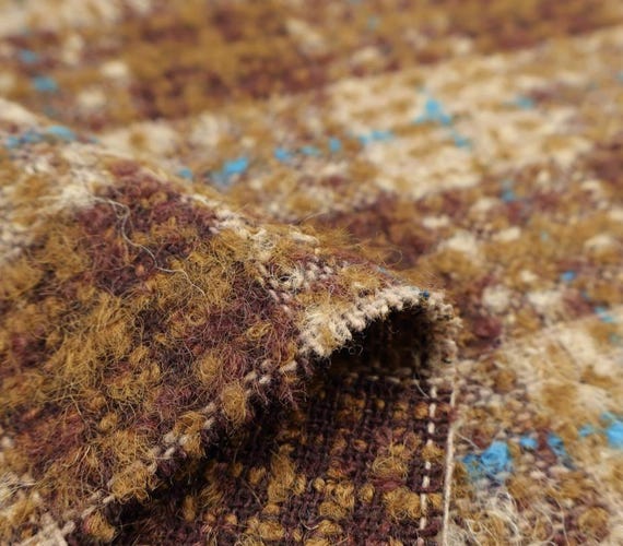 Plaid Alpaca Wool Fabric, By The Yard