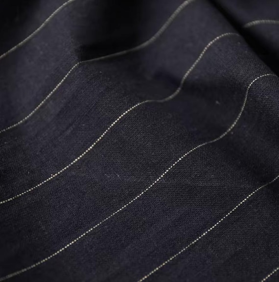 Striped linen fabric by the yard