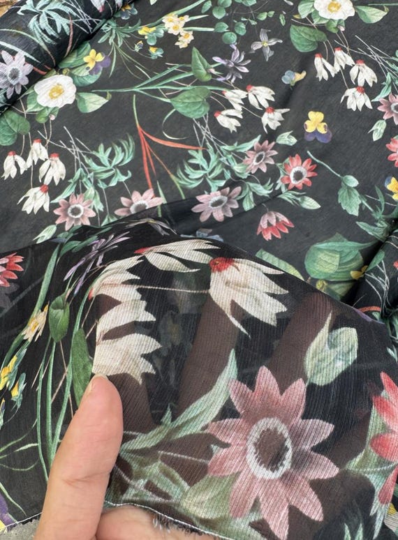Print Silk linen fabric by the yard