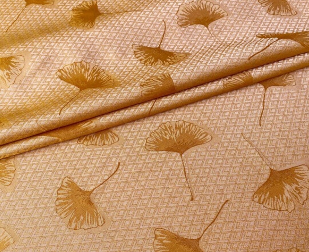 Jacquard-Seidenstoff mit Gingko-Blattmuster in großen Mengen - Etsy.de