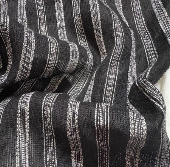 Striped linen fabric by the yard