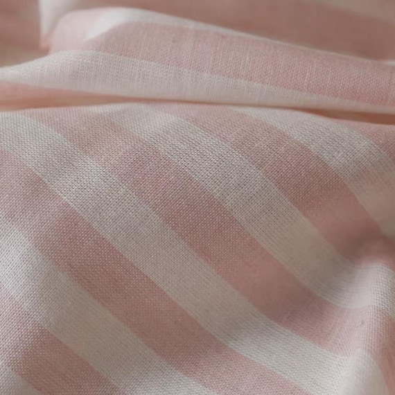 Striped linen fabric by the yard