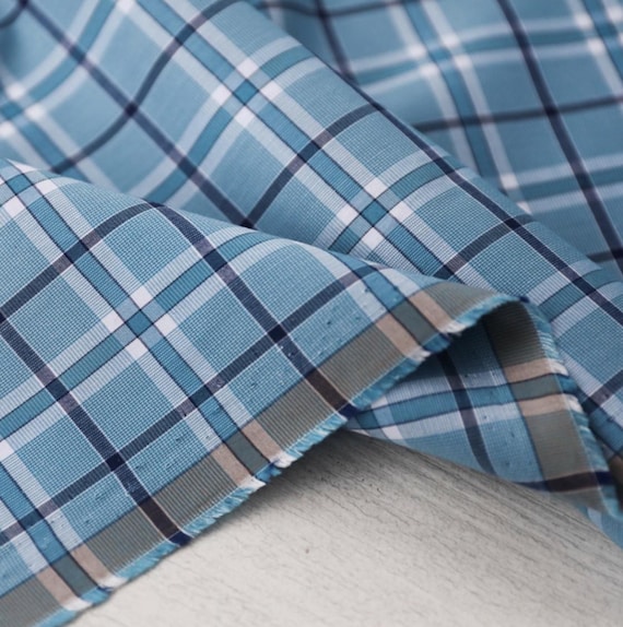 Plaid cotton fabric by the yard