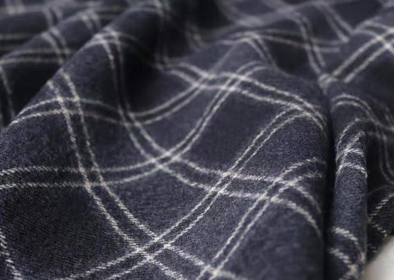 Plaid wool fabric by the yard