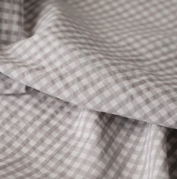 Textured Plaid linen fabric by the yard