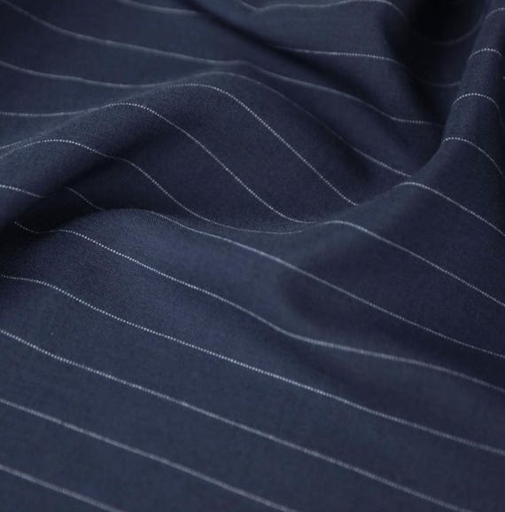 Striped Worsted Wool fabric by the yard