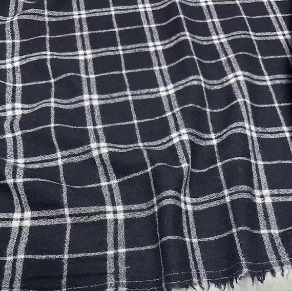 Plaid Worsted Wool Fabric by the yard