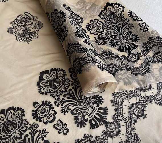 Flocking Organza silk fabric by the yard