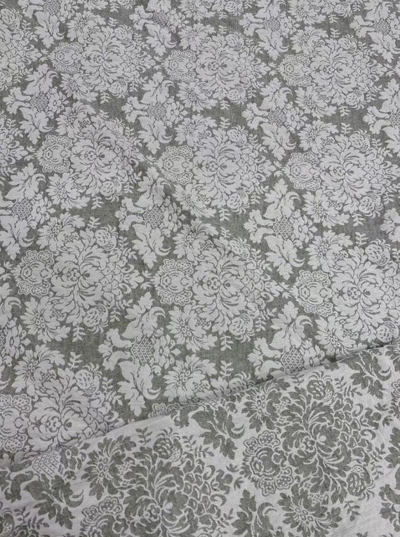 Jacquard Floral Linen Cotton Fabric By The Yard