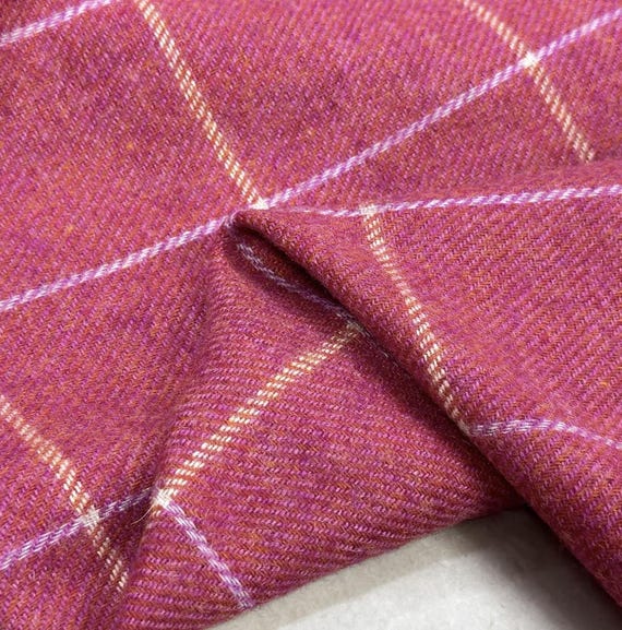 Plaid wool fabric by the yard