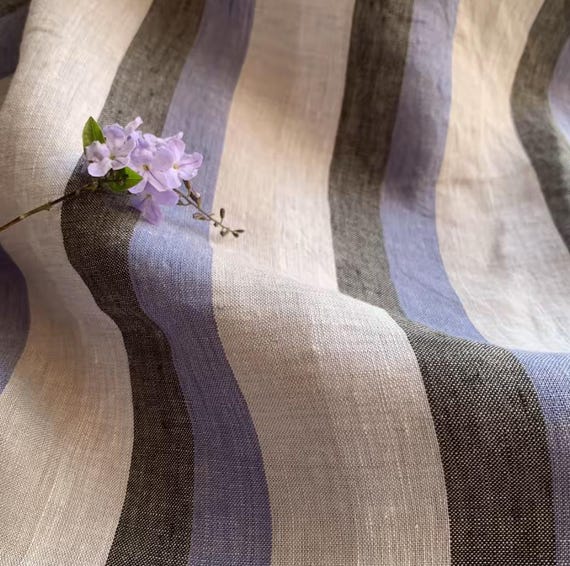Striped Linen fabric by the yard