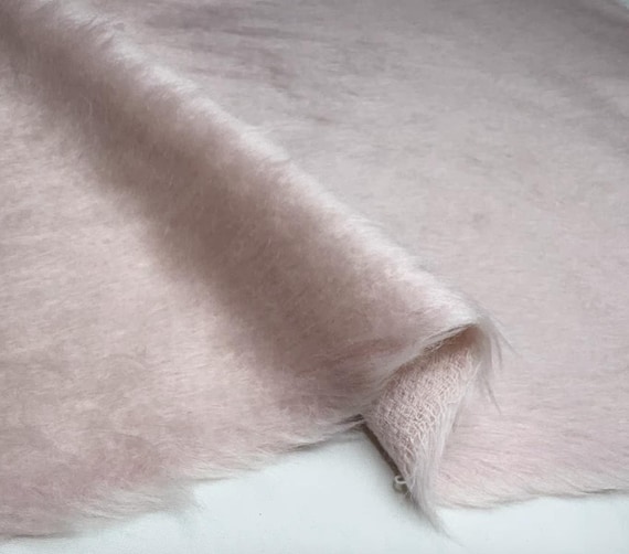 Pale pink mohair wool fabric by the yard