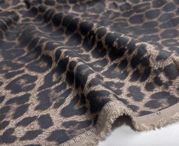 Animal pattern denim cotton fabric by the yard