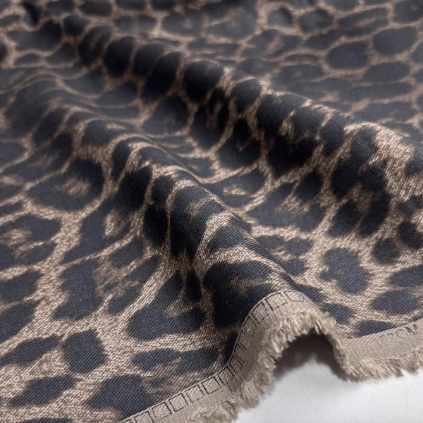 Animal pattern denim cotton fabric by the yard