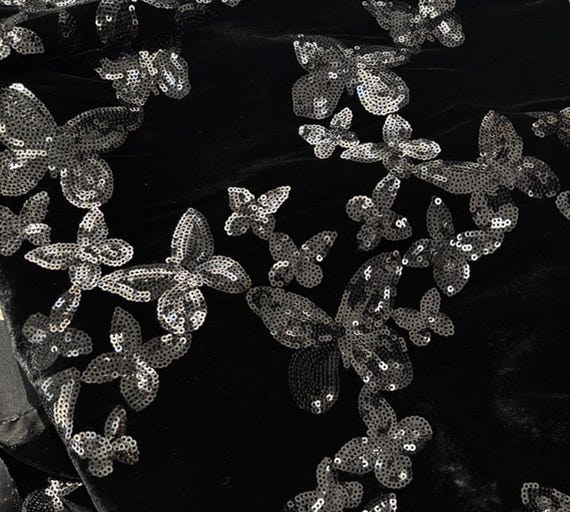 Embroidery Silk velvet fabric, Embroidered silk Fabric by the yard