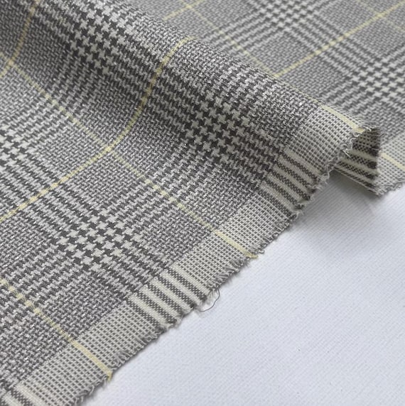 Plaid worsted wool fabric by the yard