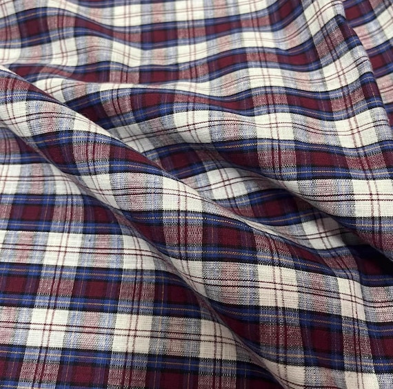 Plaid cotton fabric by the yard