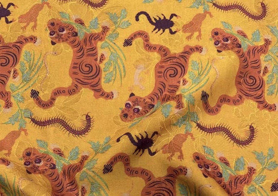 Jacquard Print Gambiered silk fabric by the yard