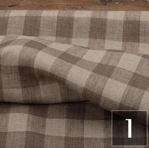 Yarn dyed plaid checks gingham checkered linen fabric by the yard