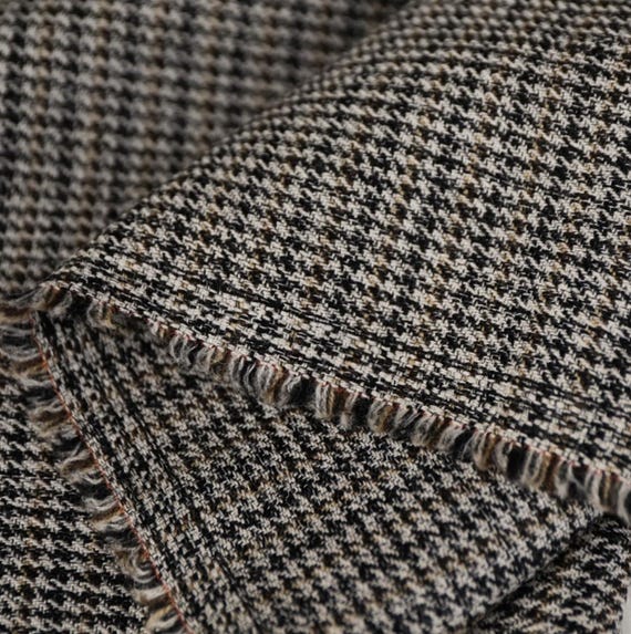 Houndstooth wool fabric by the yard