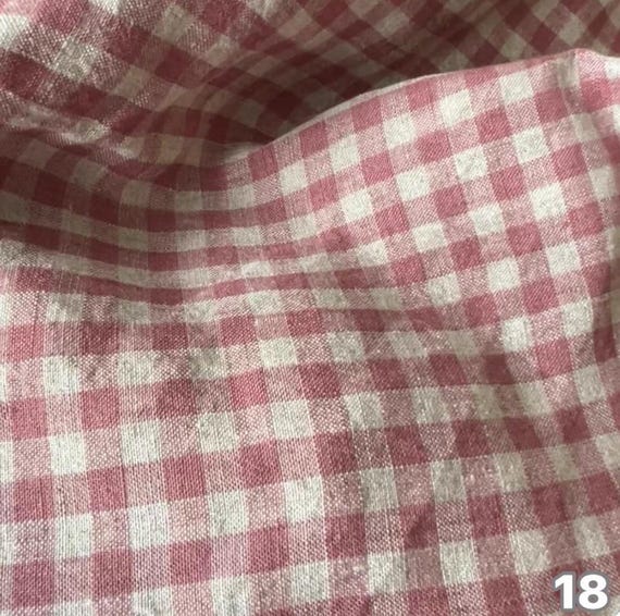 Plaid linen fabric by the yard