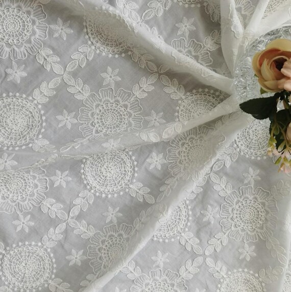 Embroidery cotton fabric By the yard