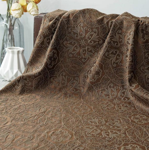 Jacquard floral viscose fabric by the yard